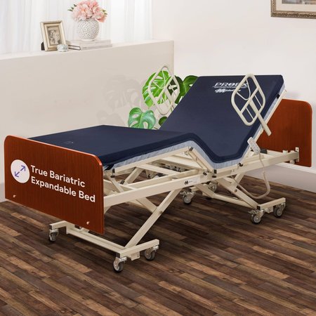 MEDACURE Expandable Bariatric Bed with Scale, Fully Electric with ProEx 36 Mattress  Amber Cherry MC-LXBARISCH2KA